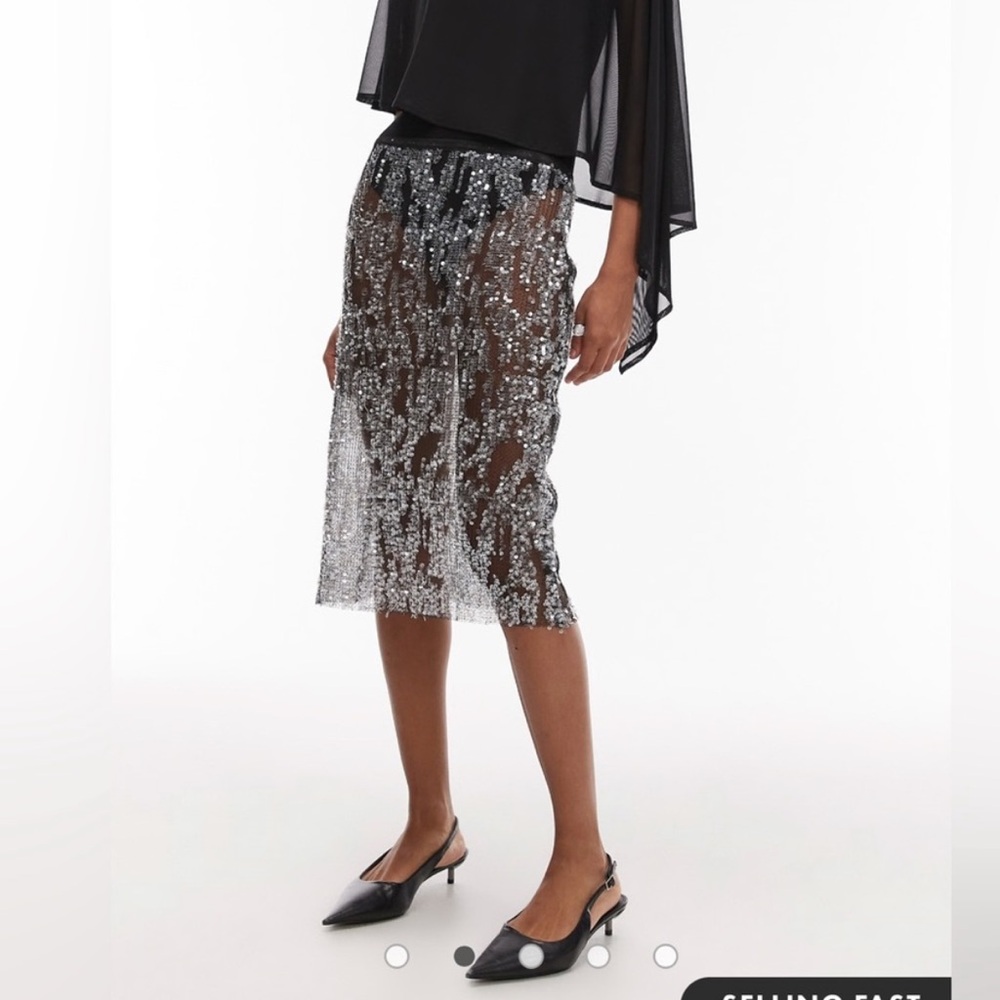 ASOS sheer sequin midi skirt